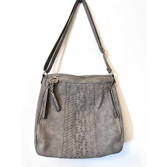 Urban Outfitters Adjustable Shoulder Strap Vegan Crossbody Bag Gray Taupe Medium - Picture 1 of 4